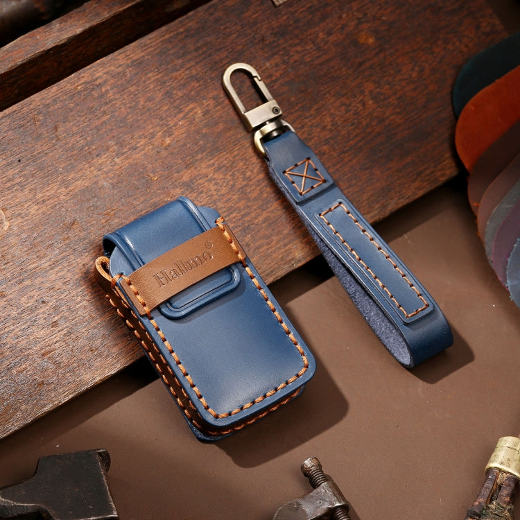 Hallmo Car Cowhide Leather Key Protective Cover Key Case for Honda Civic / Accord 3-button Start(Blue) - free shipping - PMC TechLife - Order now!