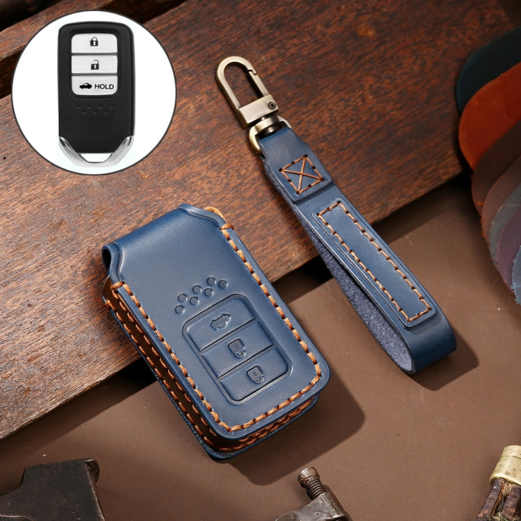 Hallmo Car Cowhide Leather Key Protective Cover Key Case for Honda Civic / Accord 3-button Tail Box(Blue) - free shipping - PMC TechLife - Order now!