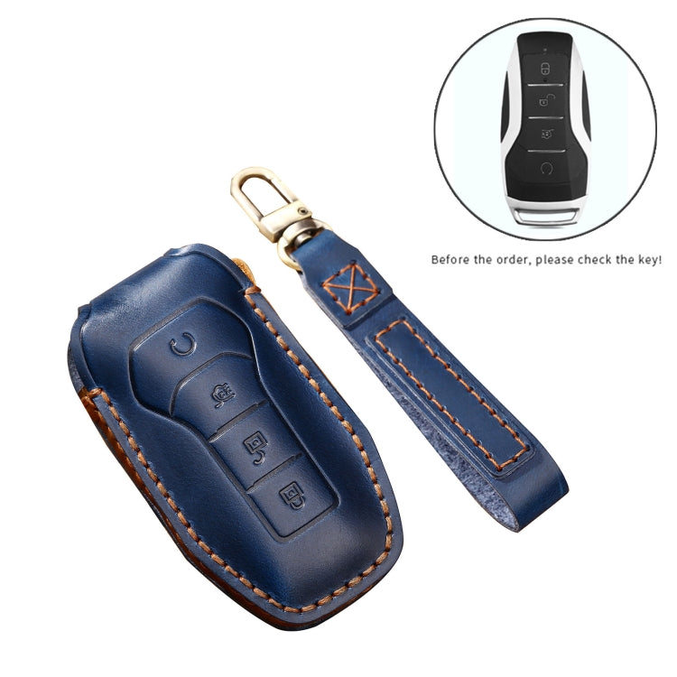 Hallmo Car Cowhide Leather Key Protective Cover Key Case for BYD(Black) - Car Key Cases by Hallmo | Online Shopping South Africa | PMC TechLife | Buy Now Pay Later Mobicred