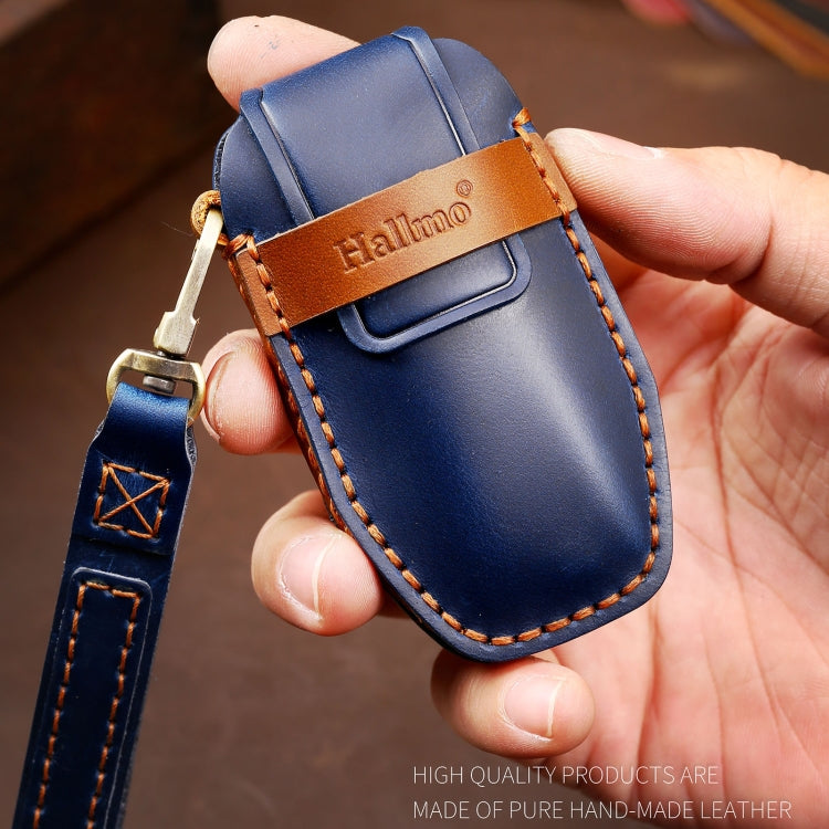 Hallmo Car Cowhide Leather Key Protective Cover Key Case for BYD(Black) - Car Key Cases by Hallmo | Online Shopping South Africa | PMC TechLife | Buy Now Pay Later Mobicred