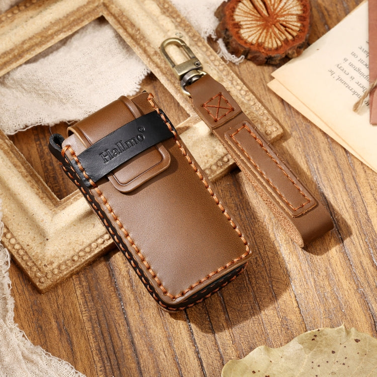 Hallmo Car Cowhide Leather Key Protective Cover Key Case for Trumpchi GS4 2021 B Style(Brown) - free shipping - PMC TechLife - Order now!