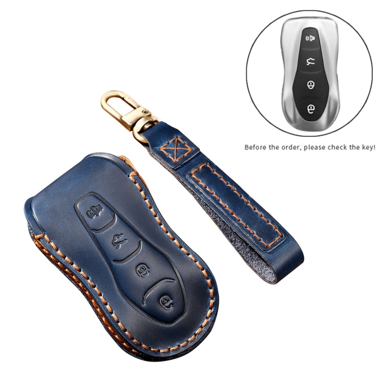 Hallmo Car Cowhide Leather Key Protective Cover Key Case for Geely Emgrand A Style(Brown) - Car Key Cases by Hallmo | Online Shopping South Africa | PMC TechLife | Buy Now Pay Later Mobicred