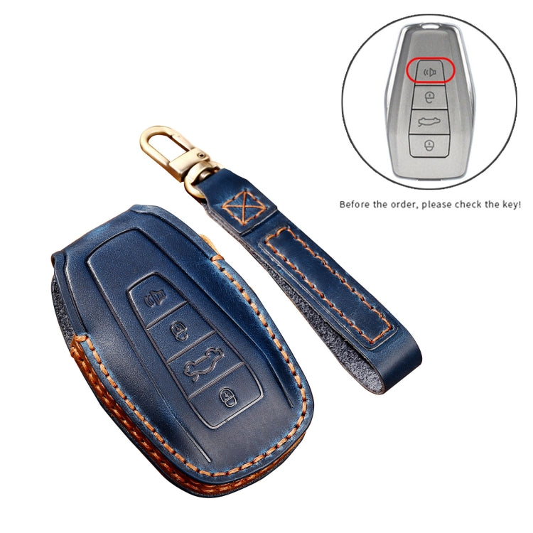 Hallmo Car Cowhide Leather Key Protective Cover Key Case for Geely Emgrand C Style(Brown) - Car Key Cases by Hallmo | Online Shopping South Africa | PMC TechLife | Buy Now Pay Later Mobicred