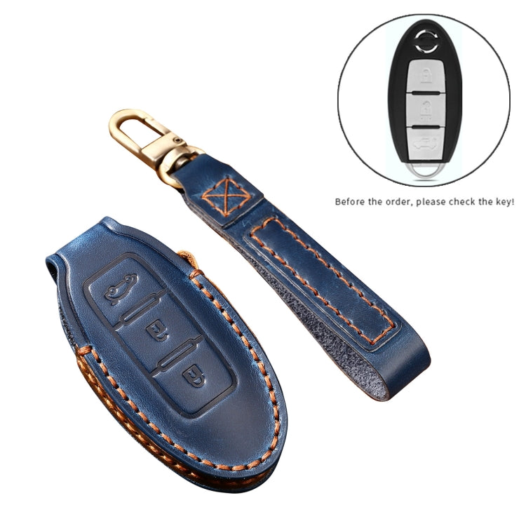 Hallmo Car Cowhide Leather Key Protective Cover Key Case for Nissan Sylphy 3-button Tail Box(Black) - free shipping - PMC TechLife - Order now!