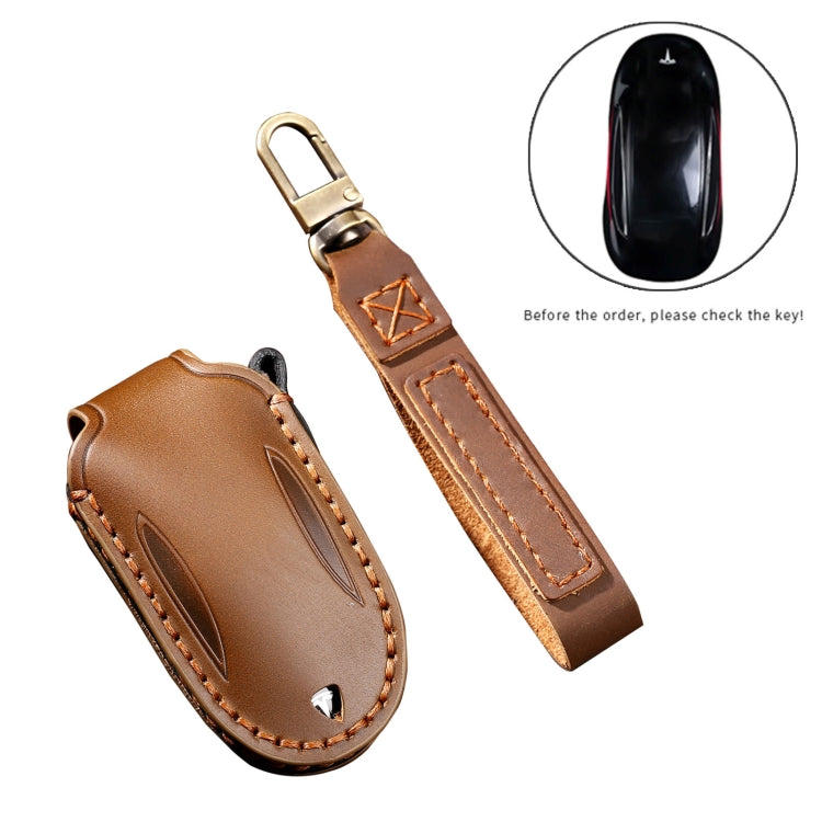 Hallmo Car Cowhide Leather Key Protective Cover Key Case for Tesla Model 3 / S A Style(Black) - free shipping - PMC TechLife - Order now!