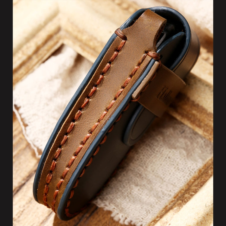 Hallmo Car Cowhide Leather Key Protective Cover Key Case for Tesla Model 3 / S A Style(Brown) - Car Key Cases by Hallmo | Online Shopping South Africa | PMC TechLife | Buy Now Pay Later Mobicred