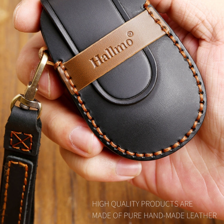Hallmo Car Cowhide Leather Key Protective Cover Key Case for NIO ES6 / ES8(Blue) - Car Key Cases by Hallmo | Online Shopping South Africa | PMC TechLife | Buy Now Pay Later Mobicred
