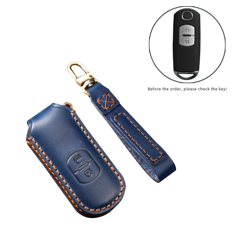 Hallmo Car Cowhide Leather Key Protective Cover Key Case for Mazda Axela 2-button(Brown) - free shipping - PMC TechLife - Order now!