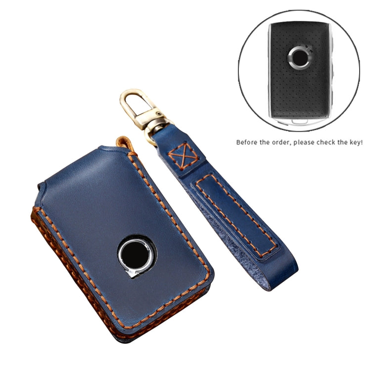 Hallmo Car Cowhide Leather Key Protective Cover Key Case for New Volvo(Blue) - free shipping - PMC TechLife - Order now!