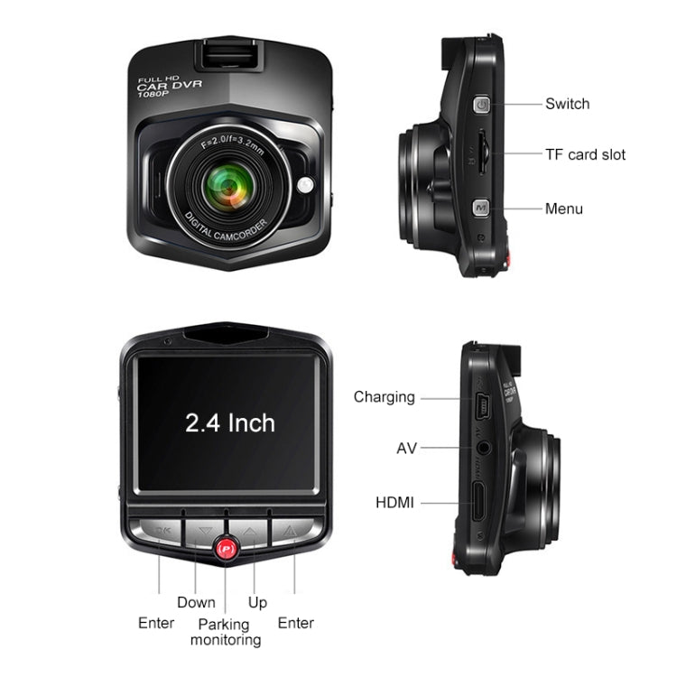 2.4 inch Car 480P Single Recording Shield Driving Recorder DVR Support Parking Monitoring / Loop Recording (Black) - Car DVRs by PMC TechLife | Online Shopping South Africa | PMC TechLife | Buy Now Pay Later Mobicred