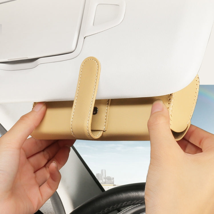 533 Car Glasses Storage Bag Glasses Box (Beige) - Sunglasses & Glasses Clips by PMC Jewellery | Online Shopping South Africa | PMC Jewellery | Buy Now Pay Later Mobicred
