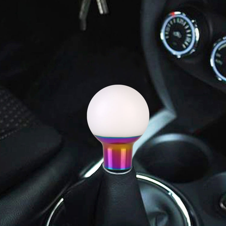 Universal Car Small Round Ball Resin + Carbon Fiber Metal Gear Shift Knob (White) - Shift Knob by PMC TechLife | Online Shopping South Africa | PMC TechLife | Buy Now Pay Later Mobicred