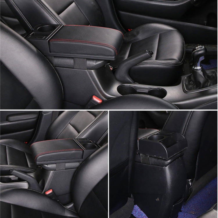 Car Multi-functional Dual USB Armrest Box Booster Pad, Carbon Fiber Leather Straight Type (Black Red) - Seat Accessories by PMC TechLife | Online Shopping South Africa | PMC TechLife | Buy Now Pay Later Mobicred