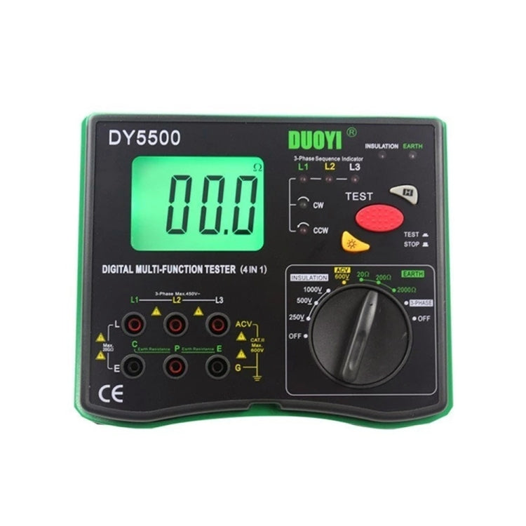 DUOYI DY5500 Car 4 in 1 Digital Multifunction Resistance Tester Insulation Earth Multimeter - free shipping - PMC TechLife - Order now!