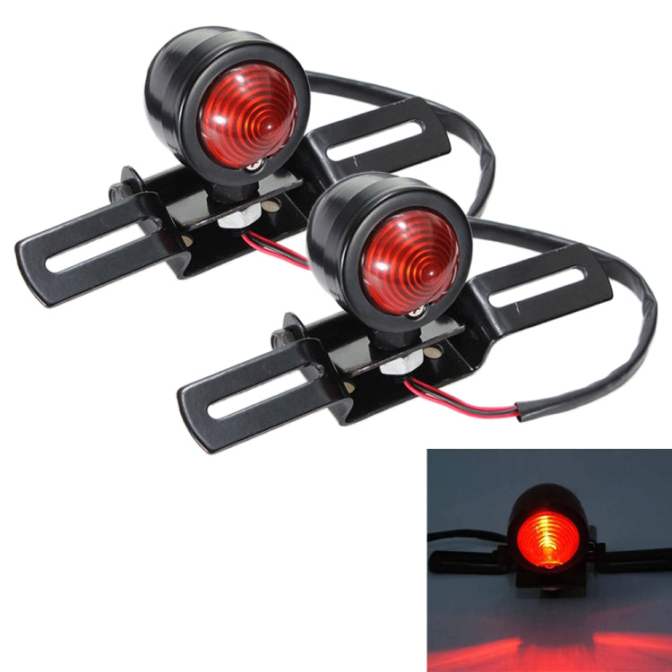 2 PCS KC-WD-FGZXD Motorcycle Retro Round Brake Light with License Plate Holder - Signal Lights by PMC Jewellery | Online Shopping South Africa | PMC Jewellery | Buy Now Pay Later Mobicred