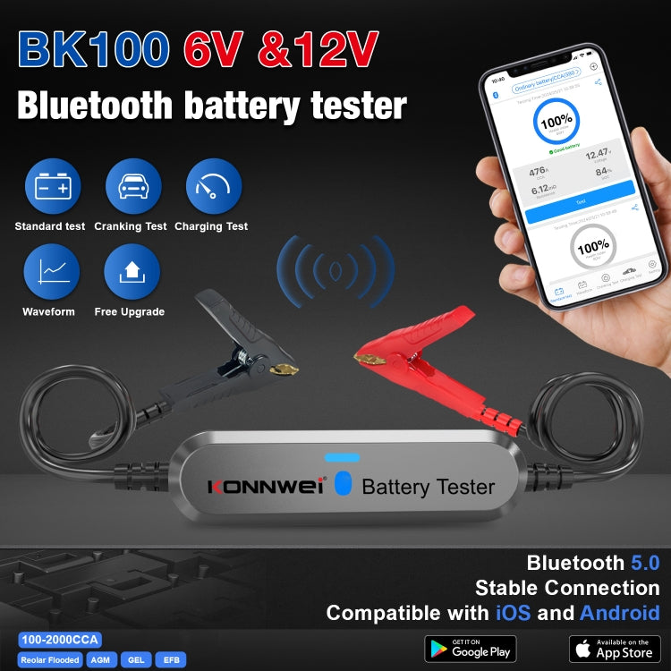 KONNWEI BK100 X431 BST360 Car Bluetooth Battery Tester(Silver) - Electronic Test by KONNWEI | Online Shopping South Africa | PMC TechLife | Buy Now Pay Later Mobicred