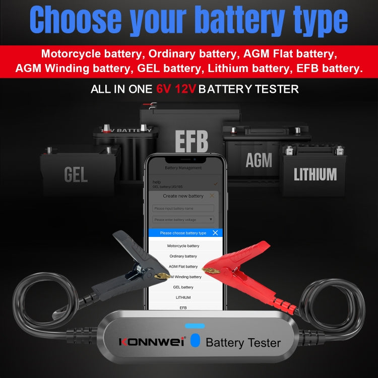 KONNWEI BK100 X431 BST360 Car Bluetooth Battery Tester(Silver) - Electronic Test by KONNWEI | Online Shopping South Africa | PMC TechLife | Buy Now Pay Later Mobicred
