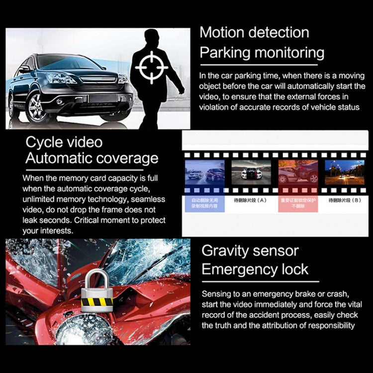 Q50 Car 4 inch HD 1080P Night Vision Front and Rear Dual-lens Driving Recorder - Car DVRs by PMC TechLife | Online Shopping South Africa | PMC TechLife | Buy Now Pay Later Mobicred