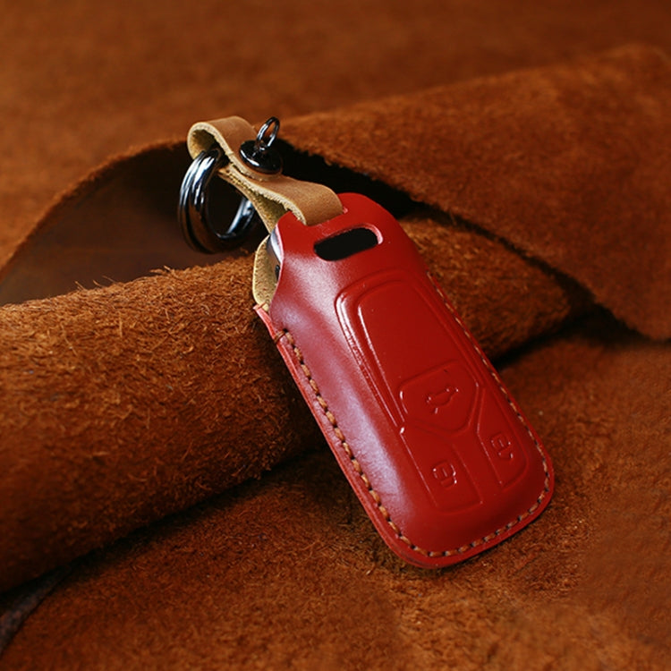 For Audi Series Car Cowhide Leather Key Protective Cover Key Case, A Version 2016-2017 (Red) - Car Key Cases by PMC Jewellery | Online Shopping South Africa | PMC Jewellery | Buy Now Pay Later Mobicred