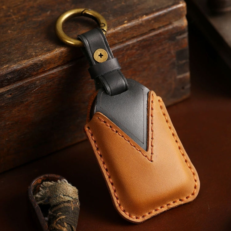 For Honda Car Cowhide Leather Key Protective Cover Key Case, Three Keys Tailgate Version (Brown) - Car Key Cases by PMC Jewellery | Online Shopping South Africa | PMC Jewellery | Buy Now Pay Later Mobicred