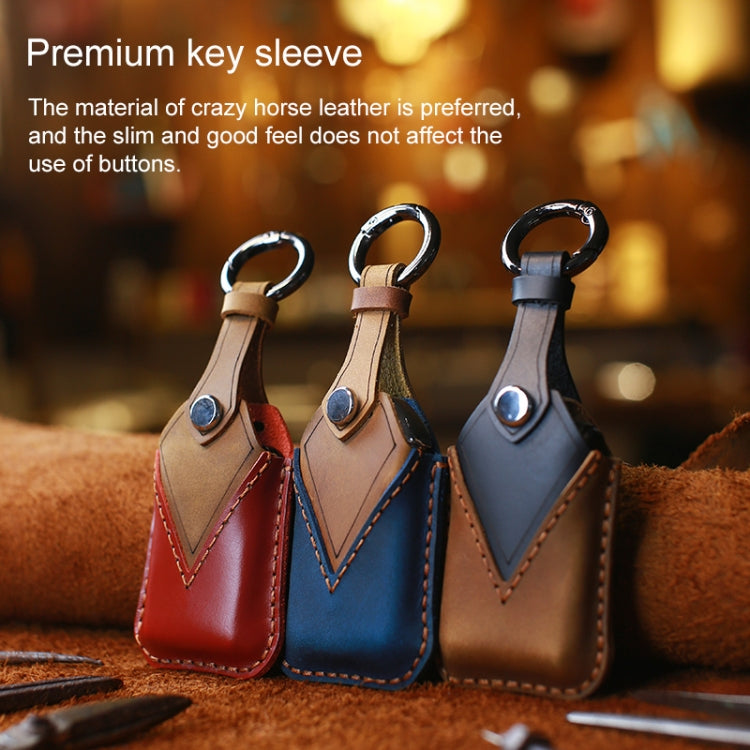 For Honda Car Cowhide Leather Key Protective Cover Key Case, Three Keys Tailgate Version (Brown) - Car Key Cases by PMC Jewellery | Online Shopping South Africa | PMC Jewellery | Buy Now Pay Later Mobicred
