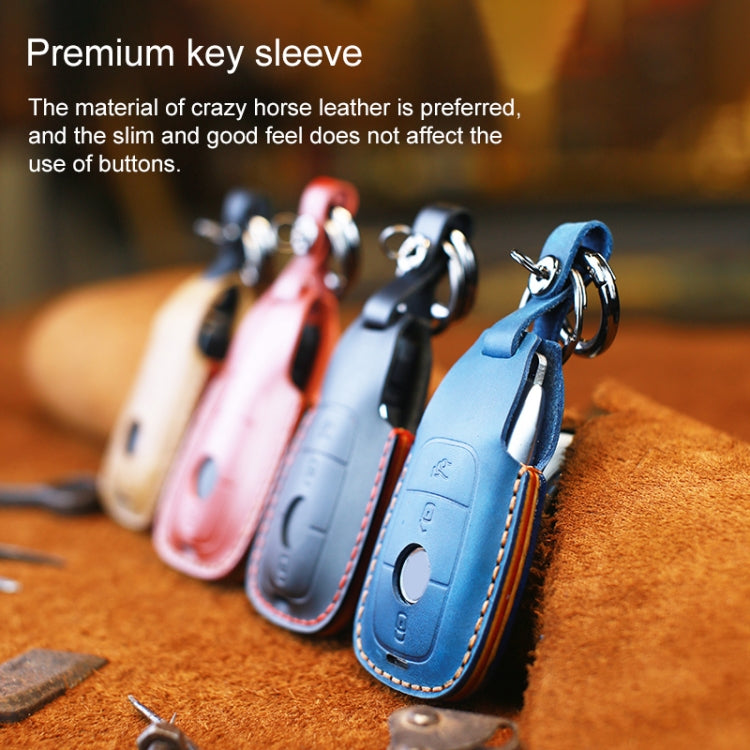 For Mercedes-Benz Colorful Edge Style Car Cowhide Leather Key Protective Cover Key Case (Red) - Car Key Cases by PMC TechLife | Online Shopping South Africa | PMC TechLife | Buy Now Pay Later Mobicred