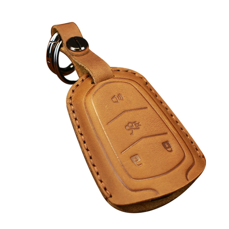 For Cadillac Car Cowhide Leather Key Protective Cover Key Case, Four Keys Version (Brown) - free shipping - PMC Jewellery - Order now!