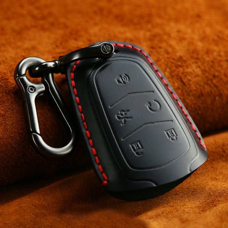 For Cadillac Car Cowhide Leather Key Protective Cover Key Case, Five Keys Version (Black) - free shipping - PMC Jewellery - Order now!