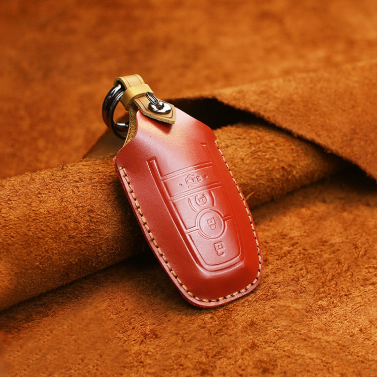 For Ford Car Cowhide Leather Key Protective Cover Key Case, Four Keys Version (Red) - Car Key Cases by PMC Jewellery | Online Shopping South Africa | PMC Jewellery | Buy Now Pay Later Mobicred