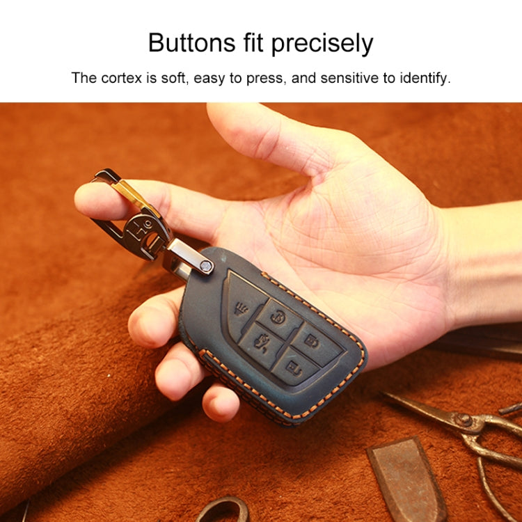 For Cadillac New Style Car Cowhide Leather Key Protective Cover Key Case (Brown) - Car Key Cases by PMC TechLife | Online Shopping South Africa | PMC TechLife | Buy Now Pay Later Mobicred