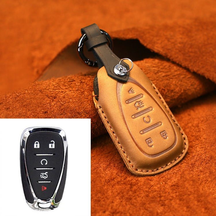 For Chevrolet Car Cowhide Leather Key Protective Cover Key Case, Five Keys Version (Brown) - Car Key Cases by PMC Jewellery | Online Shopping South Africa | PMC Jewellery | Buy Now Pay Later Mobicred