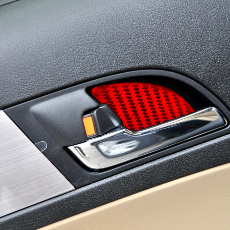 4 PCS Set for Honda CRV 2007-2011 Carbon Fiber Car Inner Door Bowl Patch Decorative Sticker,Left and Right Drive Universal(Red) - Car Interior Mouldings by PMC Jewellery | Online Shopping South Africa | PMC Jewellery | Buy Now Pay Later Mobicred