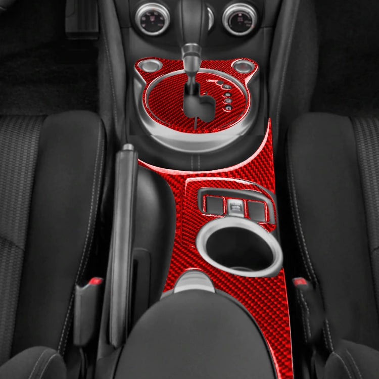 5 in 1 Car Carbon Fiber Gear Water Cup Holder Panel Decorative Sticker for Nissan 370Z / Z34 2009-, Right Drive (Red) - Car Interior Mouldings by PMC TechLife | Online Shopping South Africa | PMC TechLife | Buy Now Pay Later Mobicred