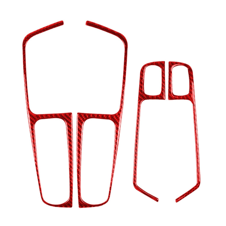 Car Carbon Fiber Window Buttons Panel Decorative Sticker for Porsche Macan 2014-2021, Left and Right Drive Universal (Red) - Car Interior Mouldings by PMC TechLife | Online Shopping South Africa | PMC TechLife | Buy Now Pay Later Mobicred
