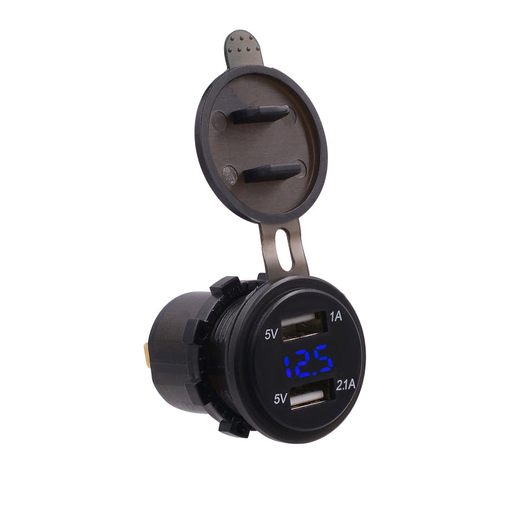 Universal Car Dual Port USB Charger Power Outlet Adapter 3.1A 5V IP66 with LED Digital Voltmeter + 60cm Cable(Blue Light) - DIY Modified Charger by PMC TechLife | Online Shopping South Africa | PMC TechLife | Buy Now Pay Later Mobicred