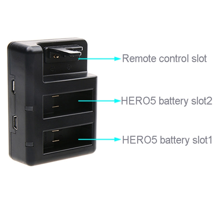 Dual Batteries Charger + Remote Control Charger with USB Cable for GoPro HERO7 Black /6 /5 (AHDBT-501), Batteries not included(Black) - Charger by PMC TechLife | Online Shopping South Africa | PMC TechLife | Buy Now Pay Later Mobicred