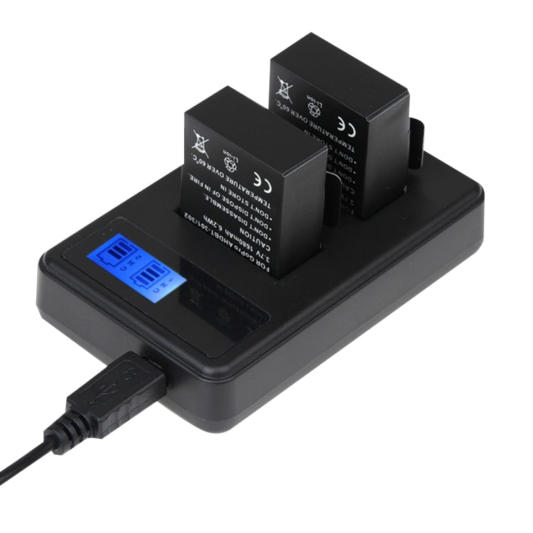 AHDBT-501 LCD Screen Dual Batteries Charger for GoPro HERO5 with Displays Charging Capacity - Charger by PMC TechLife | Online Shopping South Africa | PMC TechLife | Buy Now Pay Later Mobicred
