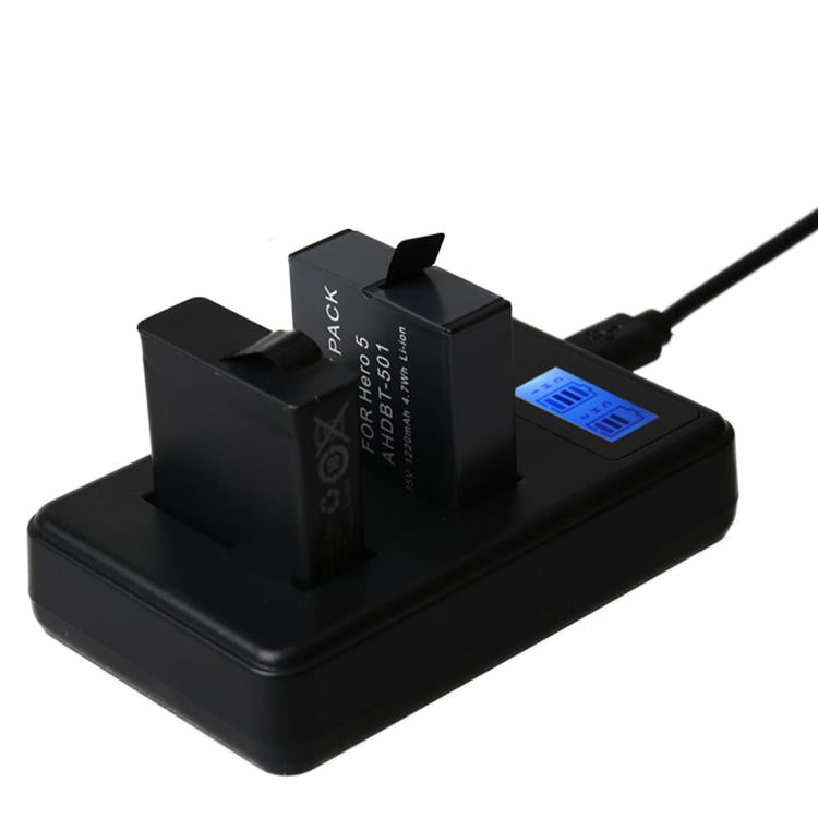 AHDBT-501 LCD Screen Dual Batteries Charger for GoPro HERO5 with Displays Charging Capacity - Charger by PMC TechLife | Online Shopping South Africa | PMC TechLife | Buy Now Pay Later Mobicred