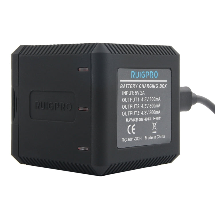 RUIGPRO USB Triple Batteries Housing Charger Box with USB Cable & LED Indicator Light for GoPro HERO6 /5(Black) - Charger by RUIGPRO | Online Shopping South Africa | PMC TechLife | Buy Now Pay Later Mobicred
