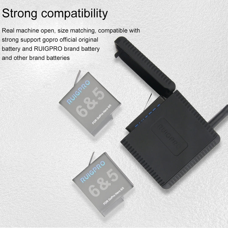RUIGPRO USB Triple Batteries Housing Charger Box with USB Cable & LED Indicator Light for GoPro HERO6 /5(Black) - Charger by RUIGPRO | Online Shopping South Africa | PMC TechLife | Buy Now Pay Later Mobicred