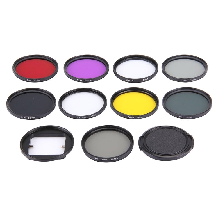 JUNESTAR 11 in 1 Proffesional 52mm Lens Filter(CPL + UV + ND8 + ND4 + ND2 + Star 8 + Red + Yellow + FLD / Purple) & Waterproof Housing Case Adapter Ring & Lens Protective Cap for GoPro HERO4 / 3+ / 3 & Xiaomi Xiaoyi Yi I / II 4K Sport Action Camera - Lens Filter by JSR | Online Shopping South Africa | PMC TechLife | Buy Now Pay Later Mobicred
