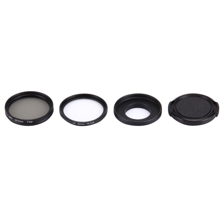 JUNESTAR 4 in 1 Proffesional 40.5mm Lens Filter(CPL + UV) & Waterproof Housing Case Adapter Ring & Lens Protective Cap for GoPro HERO4 / 3+ / 3 Sport Action Camera - Lens Filter by JSR | Online Shopping South Africa | PMC TechLife | Buy Now Pay Later Mobicred