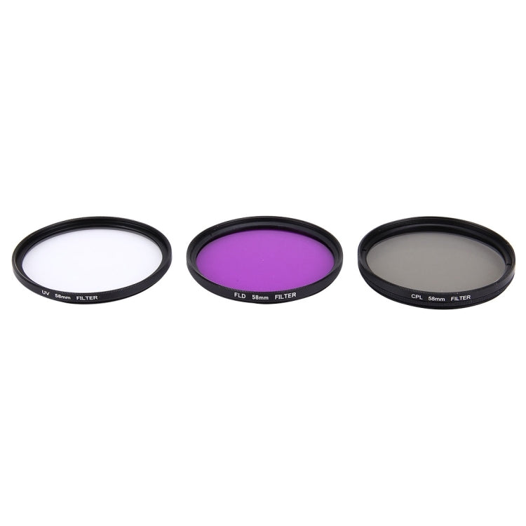 JUNESTAR 3 in 1 Proffesional 58mm Lens Filter(CPL + UV + FLD / Purple) for GoPro & Xiaomi Xiaoyi Yi Sport Action Camera - Lens Filter by JSR | Online Shopping South Africa | PMC TechLife | Buy Now Pay Later Mobicred
