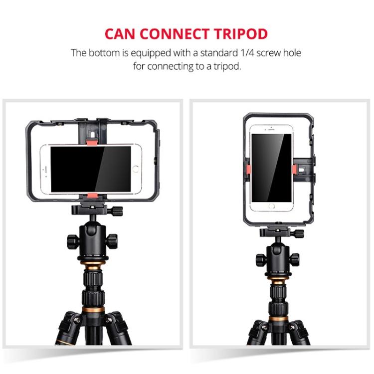 YLG0901B Vlogging Live Broadcast Smartphone Plastic Cage Video Rig Filmmaking Recording Handle Stabilizer Bracket for iPhone, Galaxy, Huawei, Xiaomi, HTC, LG, Google, and Other Smartphones(Black) - Stand by PMC Jewellery | Online Shopping South Africa | PMC Jewellery | Buy Now Pay Later Mobicred