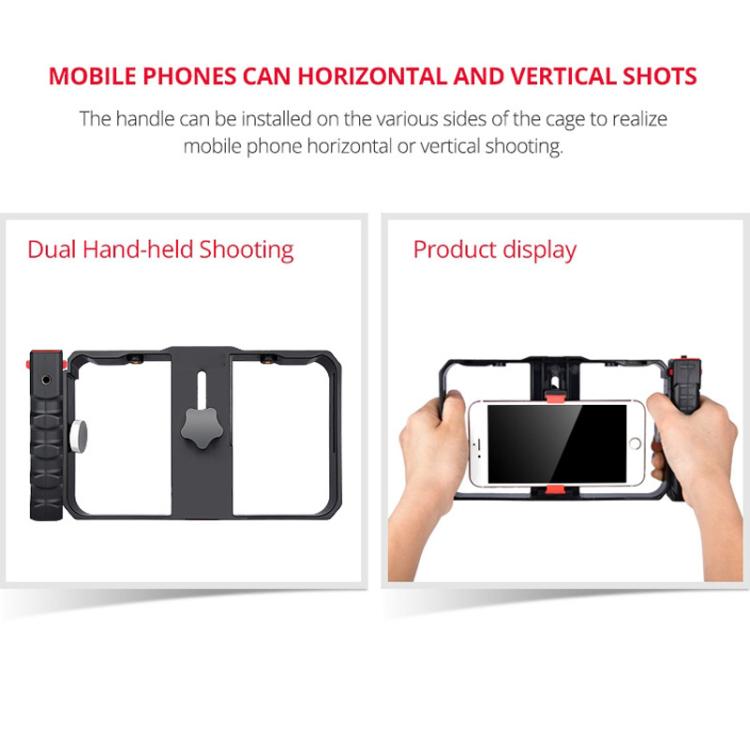 YLG0901B Vlogging Live Broadcast Smartphone Plastic Cage Video Rig Filmmaking Recording Handle Stabilizer Bracket for iPhone, Galaxy, Huawei, Xiaomi, HTC, LG, Google, and Other Smartphones(Black) - Stand by PMC Jewellery | Online Shopping South Africa | PMC Jewellery | Buy Now Pay Later Mobicred