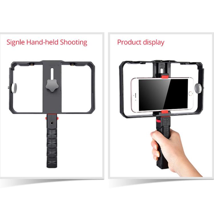 YLG0901B Vlogging Live Broadcast Smartphone Plastic Cage Video Rig Filmmaking Recording Handle Stabilizer Bracket for iPhone, Galaxy, Huawei, Xiaomi, HTC, LG, Google, and Other Smartphones(Black) - Stand by PMC Jewellery | Online Shopping South Africa | PMC Jewellery | Buy Now Pay Later Mobicred