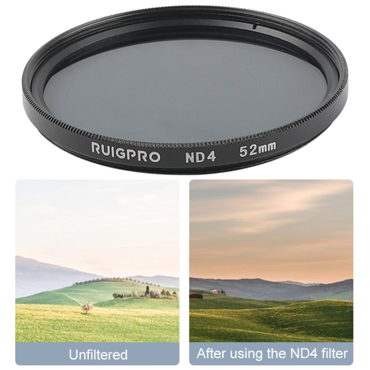 RUIGPRO for GoPro HERO 7/6 /5 Professional 52mm ND4 Lens Filter with Filter Adapter Ring & Lens Cap - Lens Filter by RUIGPRO | Online Shopping South Africa | PMC TechLife | Buy Now Pay Later Mobicred