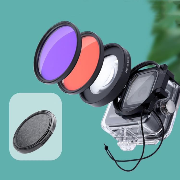 RUIGPRO for GoPro HERO8 58mm 16X Macro Lens + Red/Purple Diving Lens  Filter + Dive Housing Waterproof Case Kits with Filter Adapter Ring & Lens Cap - Lens Filter by RUIGPRO | Online Shopping South Africa | PMC TechLife | Buy Now Pay Later Mobicred