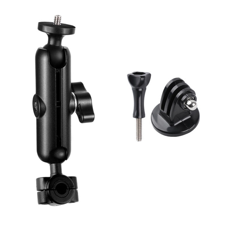 9cm Connecting Rod 20mm Ball Head Motorcycle Rearview Mirror Fixed Mount Holder with Tripod Adapter & Screw for GoPro, Insta360, DJI and Other Action Cameras(Black) - Bicycle Handlebar Mount by PMC TechLife | Online Shopping South Africa | PMC TechLife | Buy Now Pay Later Mobicred