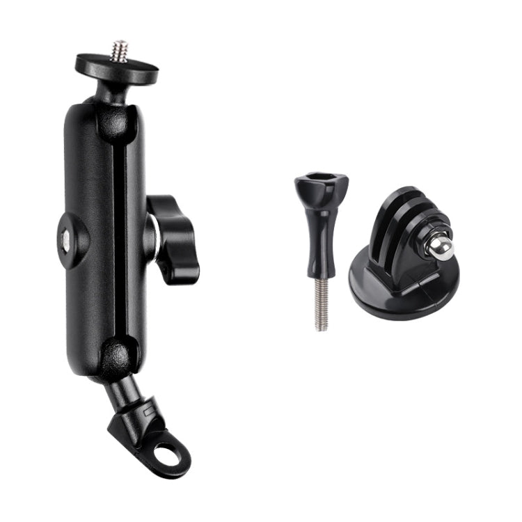 9.0cm Connecting Rod 20mm Ball Head Motorcycle Rearview Mirror Screw Hole Fixed Mount Holder with Tripod Adapter & Screw for GoPro, Insta360, DJI and Other Action Cameras(Black) - Bicycle Handlebar Mount by PMC TechLife | Online Shopping South Africa | PMC TechLife | Buy Now Pay Later Mobicred
